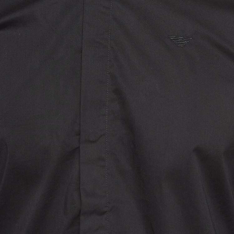 مملوكة مسبقًا Emporio Armani Black Printed Detachable Collar Cotton Shirt M
