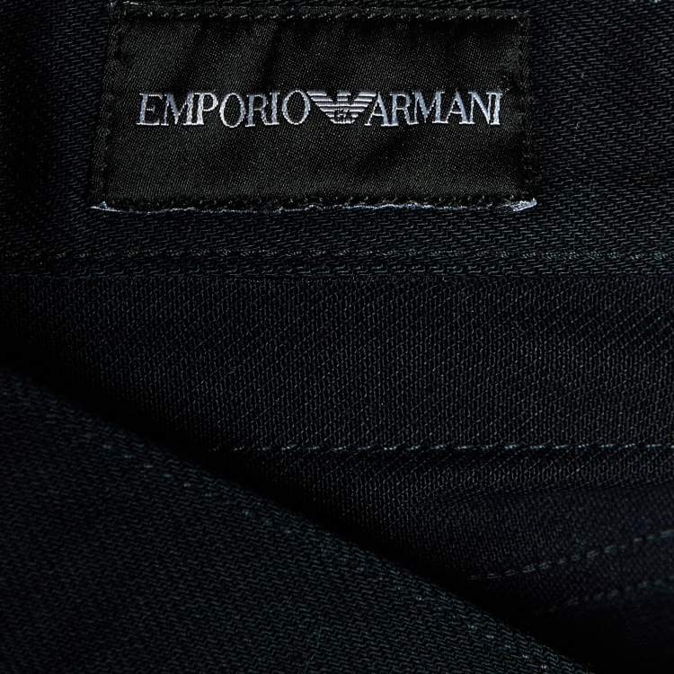 Pre Owned Emporio Armani Black Cotton Denim Shorts XL/Waist 38"