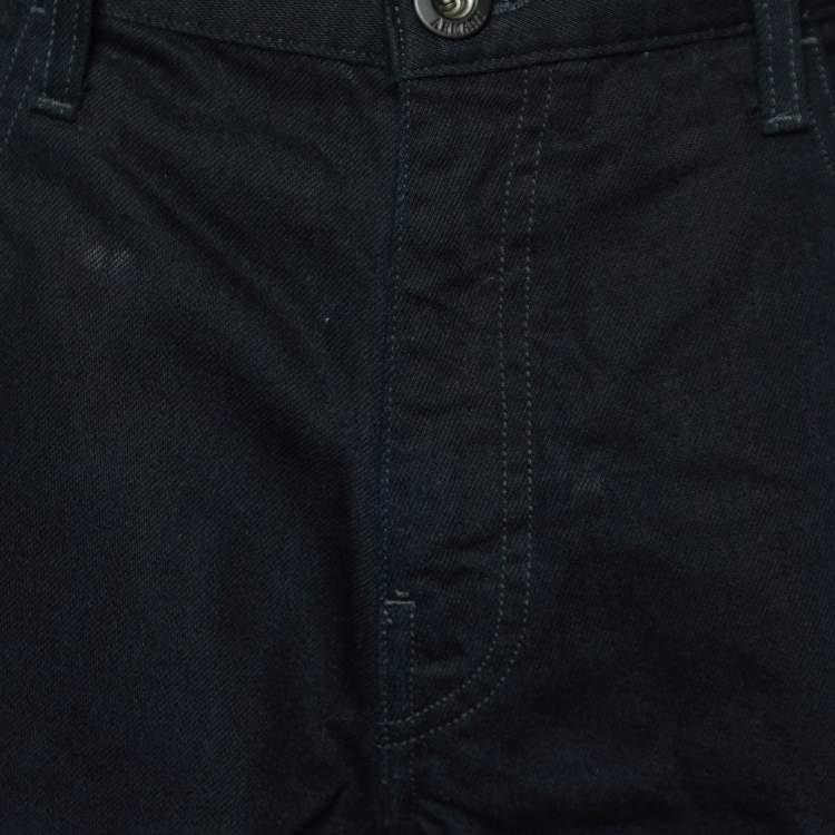 Pre Owned Emporio Armani Black Cotton Denim Shorts XL/Waist 38"