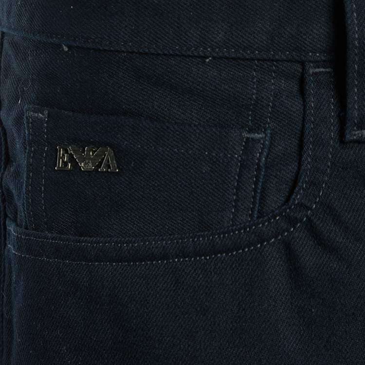 Pre Owned Emporio Armani Black Cotton Denim Shorts XL/Waist 38"