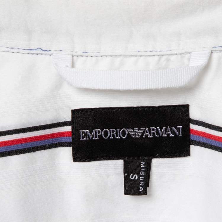 Pre Owned Emporio Armani White Striped Cotton Misura Long Sleeve Shirt S