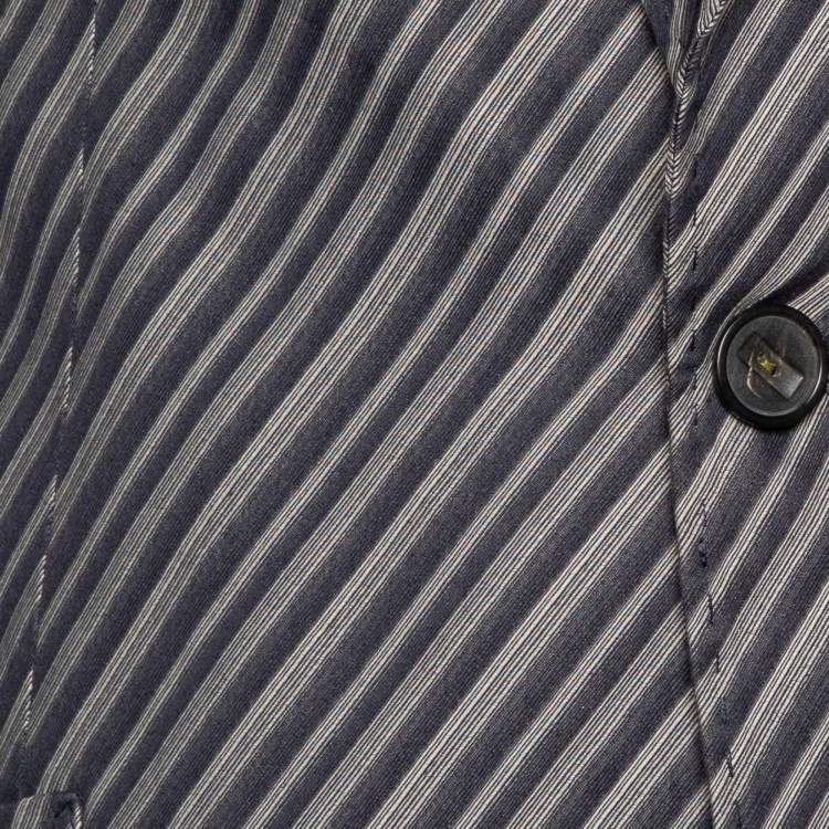 مملوكة مسبقًا Emporio Armani Grey Diagonal Striped Cotton Jacket XL