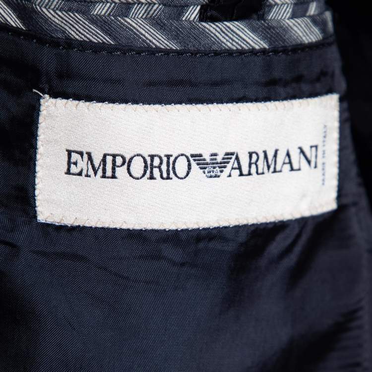 مملوكة مسبقًا Emporio Armani Grey Diagonal Striped Cotton Jacket XL