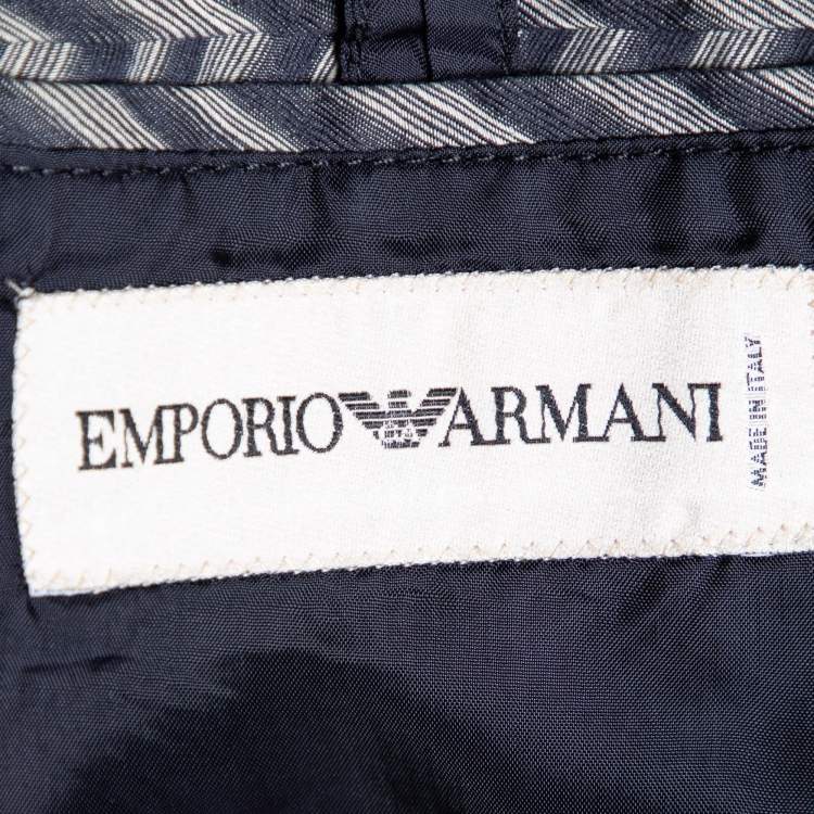 مملوكة مسبقًا Emporio Armani Grey Diagonal Striped Cotton Jacket XL