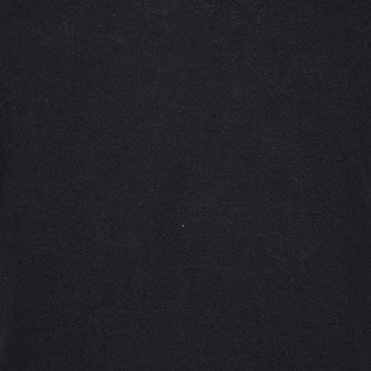 Pre Owned Emporio Armani Black Cotton Patch Detail V-Neck T-Shirt M
