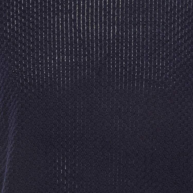 Pre Owned Emporio Armani Midnight Blue Patterned Knit Crew Neck T-Shirt XXL