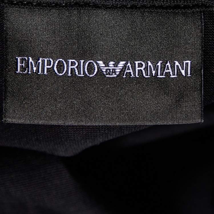 مملوكة مسبقًا Emporio Armani Black Jersey Logo Tape Detail T-Shirt XL