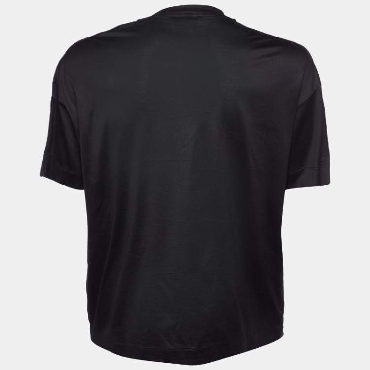 مملوكة مسبقًا Emporio Armani Black Jersey Logo Tape Detail T-Shirt XL