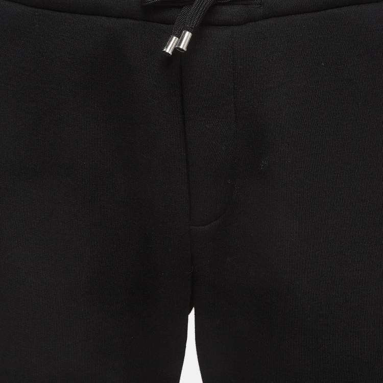 Pre Owned Emporio Armani Black Velvet Trim Knit Joggers M