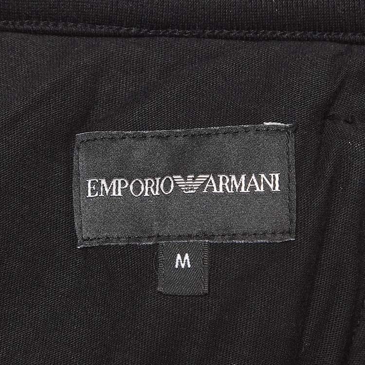Pre Owned Emporio Armani Black Velvet Trim Knit Joggers M