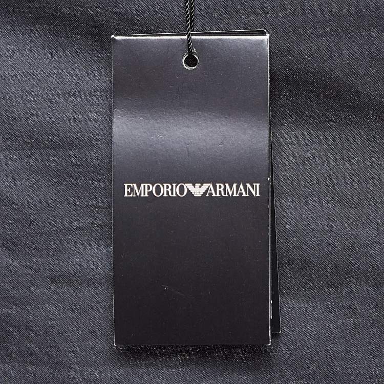 Pre Owned Emporio Armani Blue Metallic Print Cotton Shirt M