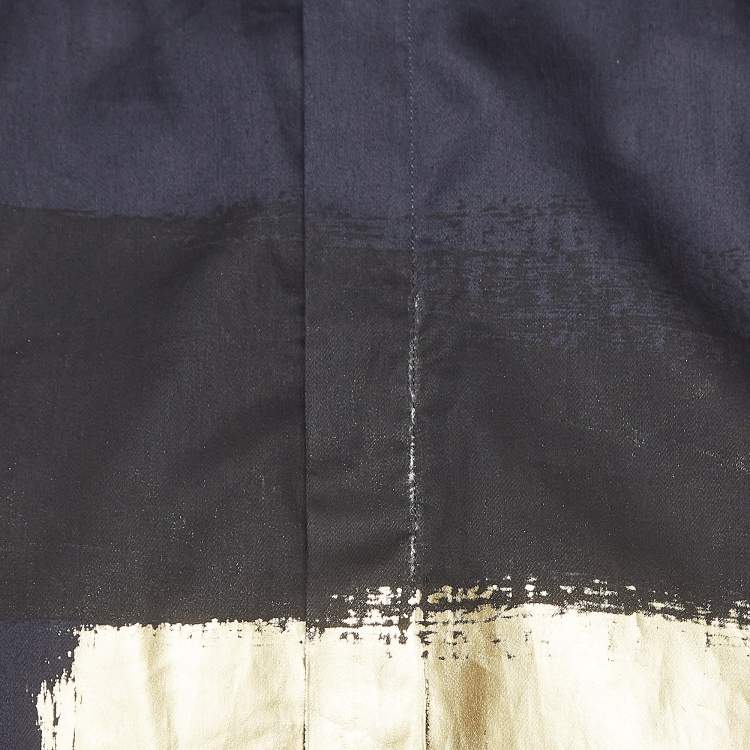Pre Owned Emporio Armani Blue Metallic Print Cotton Shirt M