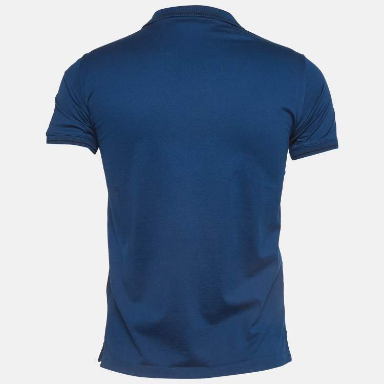 Emporio Armani Blue Cotton Knit Polo Tshirt S Emporio Armani TLC