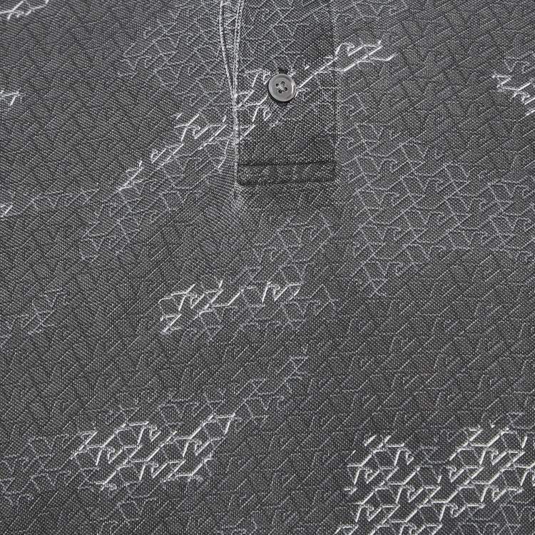 Pre Owned Emporio Armani Grey Printed Knit Polo Contrast Trim T-Shirt S