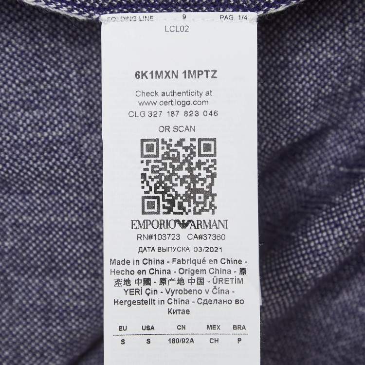 مملوكة مسبقًا Emporio Armani Blue Printed Wool Knit Crew Neck Sweater S