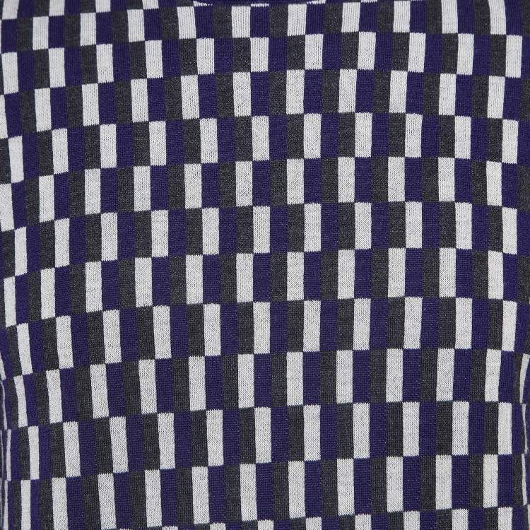 مملوكة مسبقًا Emporio Armani Blue Printed Wool Knit Crew Neck Sweater S