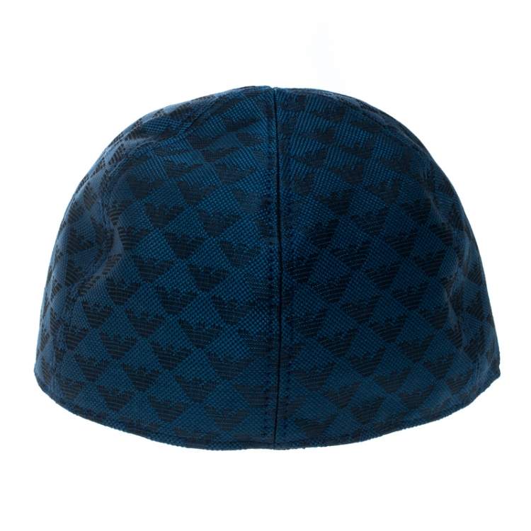 Pre Owned Emporio Armani Electric Blue Monogram Logo Embroidered Baseball Cap L