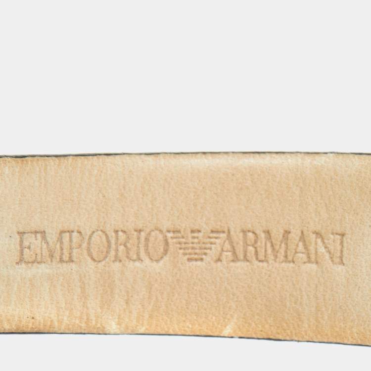 Pre Owned Emporio Armani Brown Gold PVD Coated Stainless Steel Embossed Leather Classic AR1613 Men's Wristwatch 41 mm