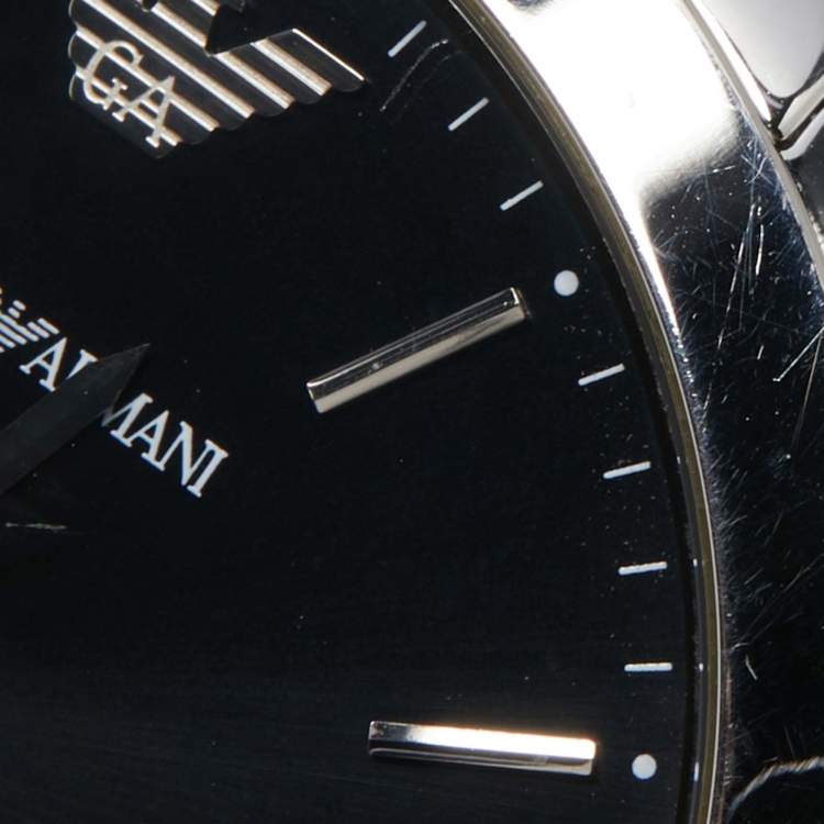Pre Owned Emporio Armani Black Stainless Steel Retro AR1744 Men's Wristwatch 41 mm