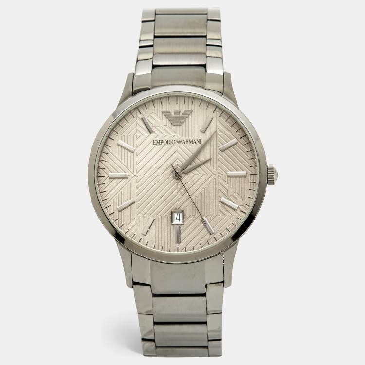 Pre Owned Emporio Armani Grey PVD Coated Stainless Steel Renato AR11120 Men's Wristwatch 43 mm