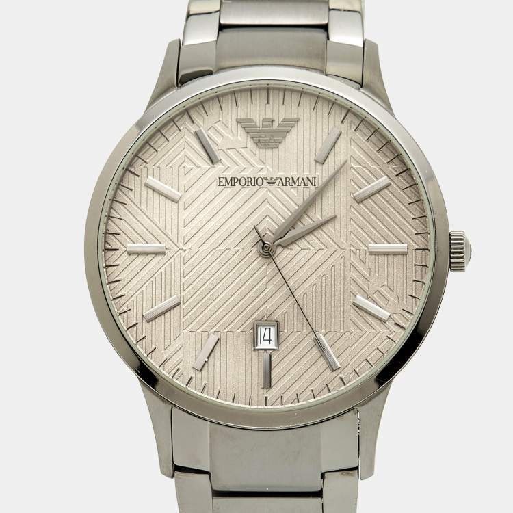 Pre Owned Emporio Armani Grey PVD Coated Stainless Steel Renato AR11120 Men's Wristwatch 43 mm