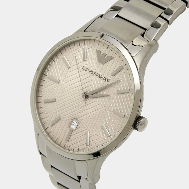 Pre Owned Emporio Armani Grey PVD Coated Stainless Steel Renato AR11120 Men's Wristwatch 43 mm
