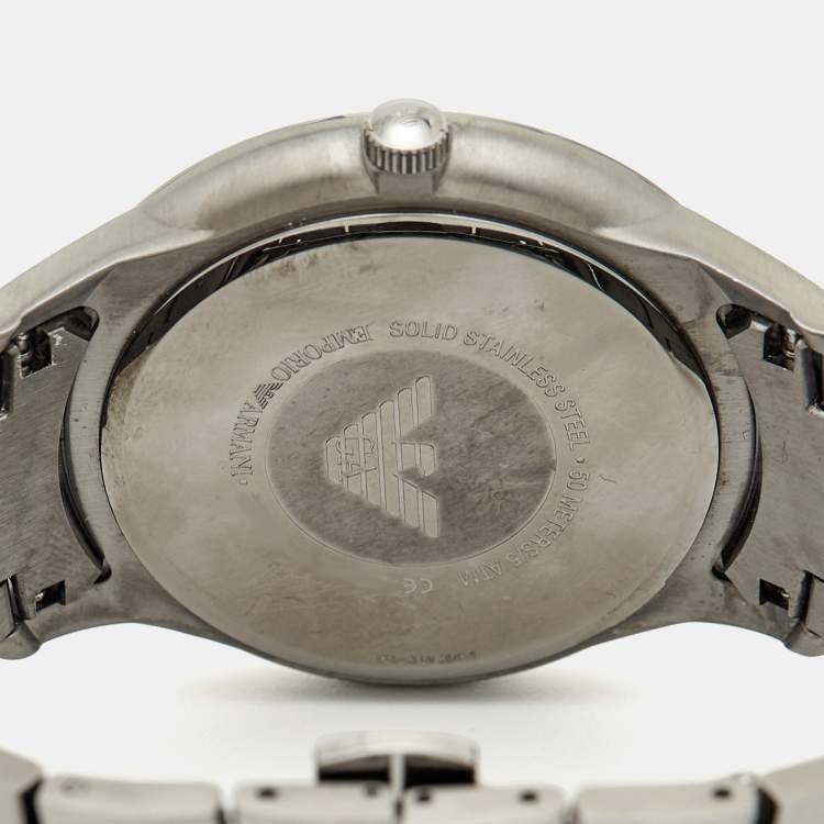 Pre Owned Emporio Armani Grey PVD Coated Stainless Steel Renato AR11120 Men's Wristwatch 43 mm