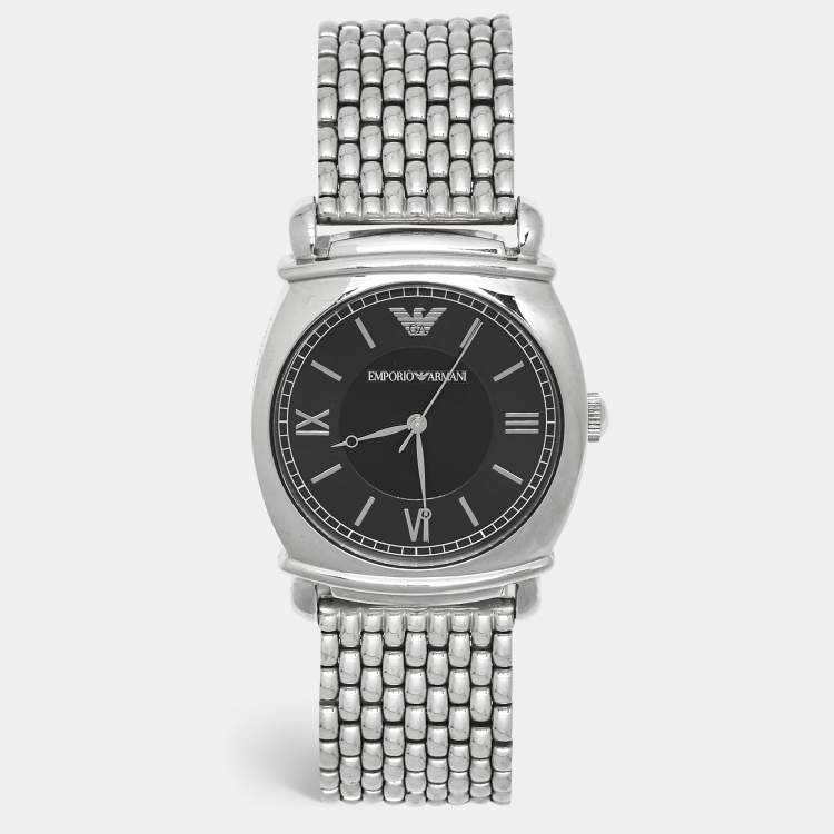 Pre Owned Emporio Armani Black Stainless Steel AR-0282 Men's Wristwatch 41 mm 
