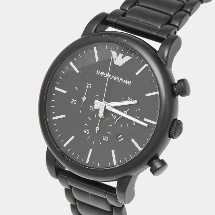 Pre Owned Emporio Armani Black PVD Coated Stainless Steel AR1895 Men's Wristwatch 46 mm 