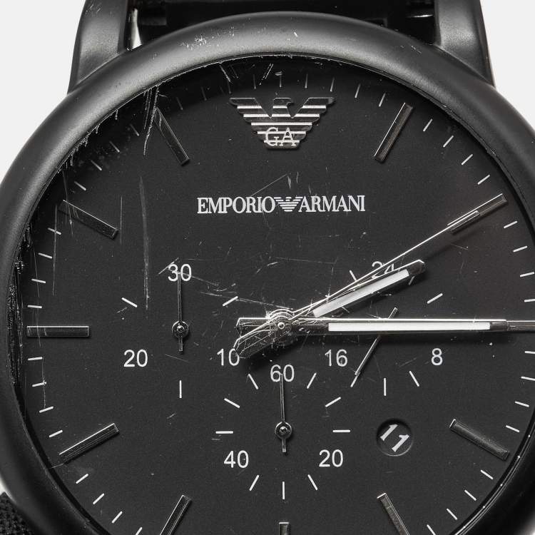 Pre Owned Emporio Armani Black PVD Coated Stainless Steel AR1895 Men's Wristwatch 46 mm 