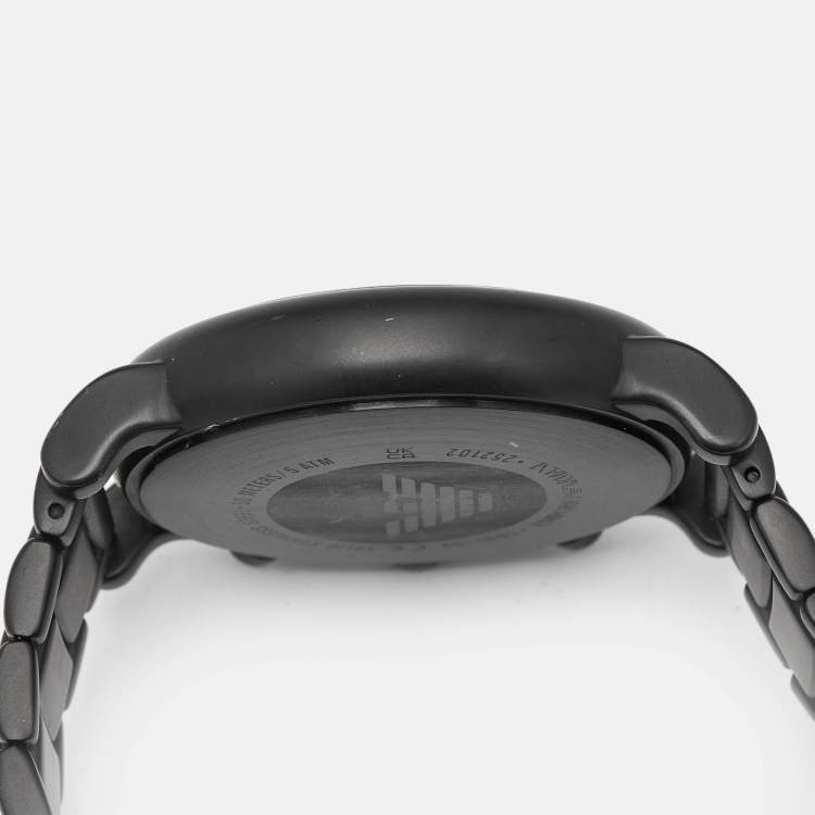 Pre Owned Emporio Armani Black PVD Coated Stainless Steel AR1895 Men's Wristwatch 46 mm 