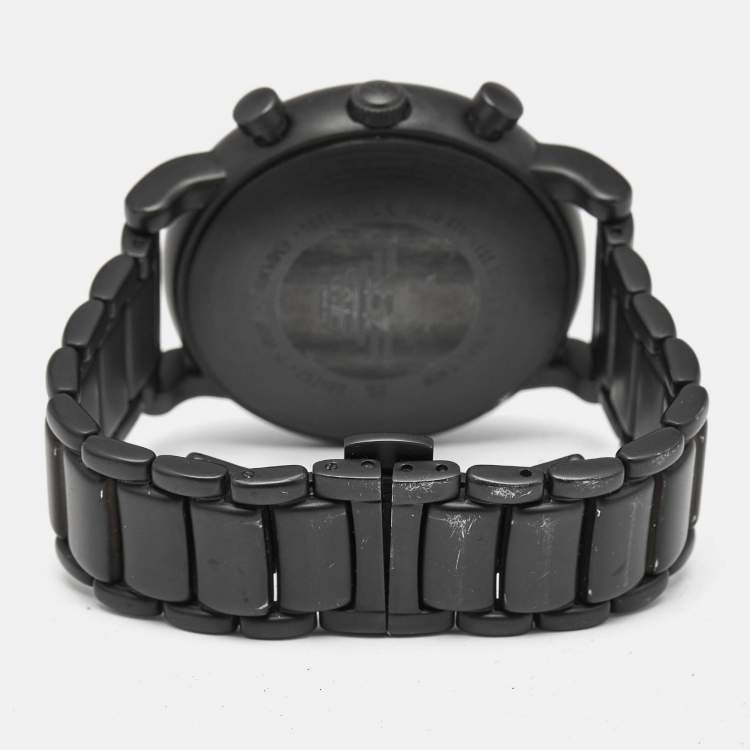 Pre Owned Emporio Armani Black PVD Coated Stainless Steel AR1895 Men's Wristwatch 46 mm 