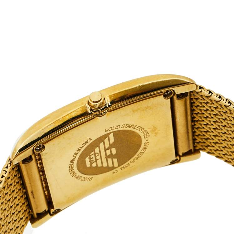 مملوكة مسبقًا Emporio Armani Mother of Pearl Gold Plated Stainless Steel AR2016 Quartz Men's Wristwatch 31 MM