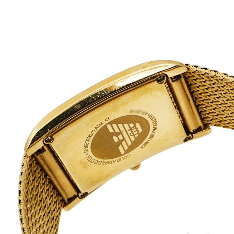 مملوكة مسبقًا Emporio Armani Mother of Pearl Gold Plated Stainless Steel AR2016 Quartz Men's Wristwatch 31 MM
