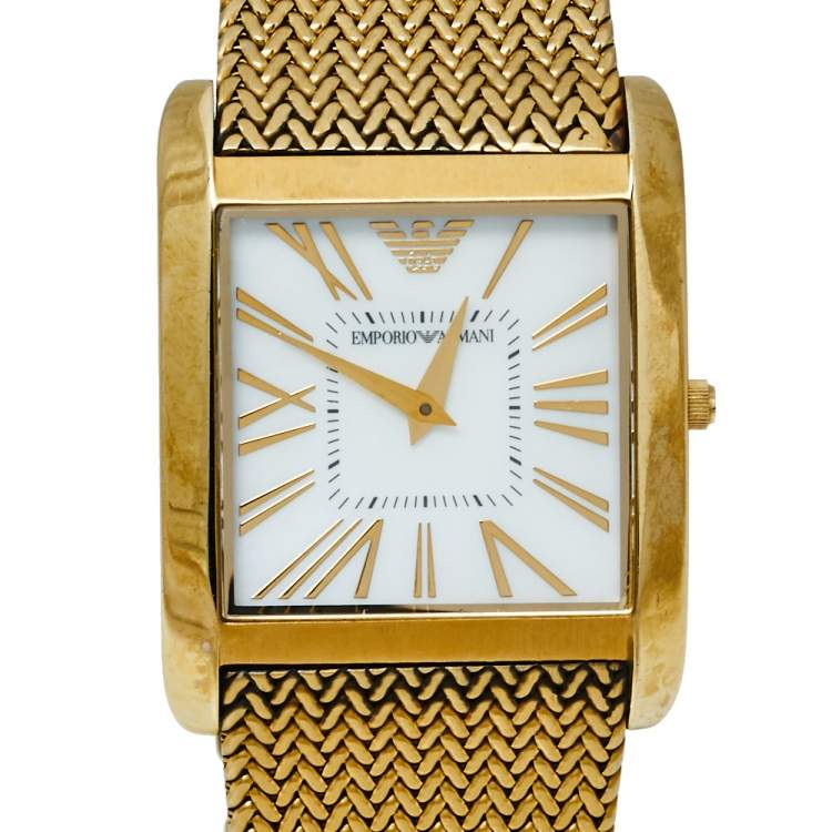 مملوكة مسبقًا Emporio Armani Mother of Pearl Gold Plated Stainless Steel AR2016 Quartz Men's Wristwatch 31 MM