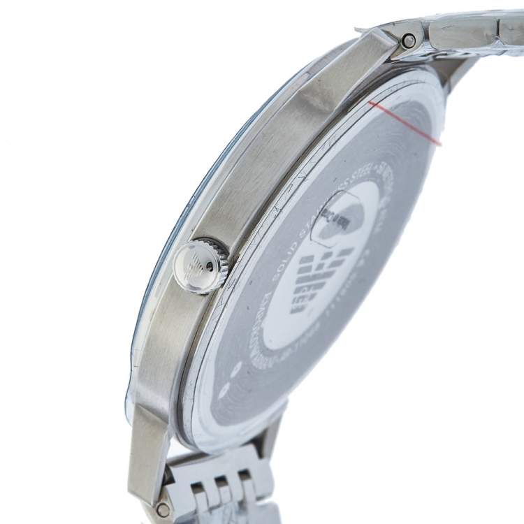 Pre Owned Emporio Armani Grey Stainless Steel AR11068 Men's Wristwatch 41 mm