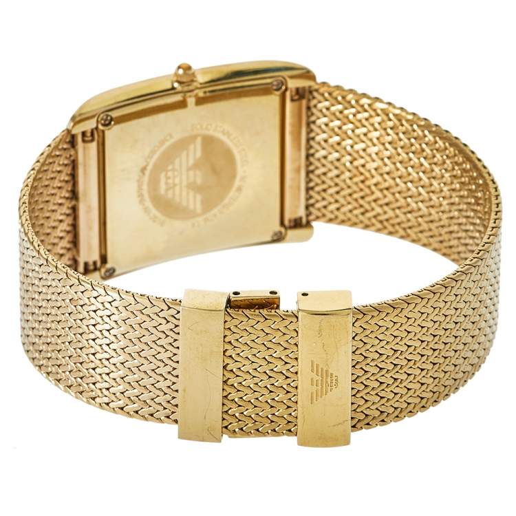 Pre Owned Emporio Armani Mother of Pearl Gold Plated Stainless Steel AR2016 Men's Wristwatch 31 mm