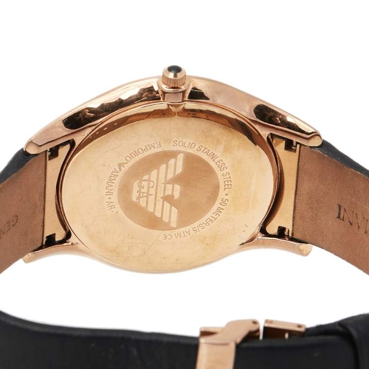 Pre Owned Emporio Armani Black Rose Gold Plated Stainless Steel AR2043 Men's Wristwatch 43 mm