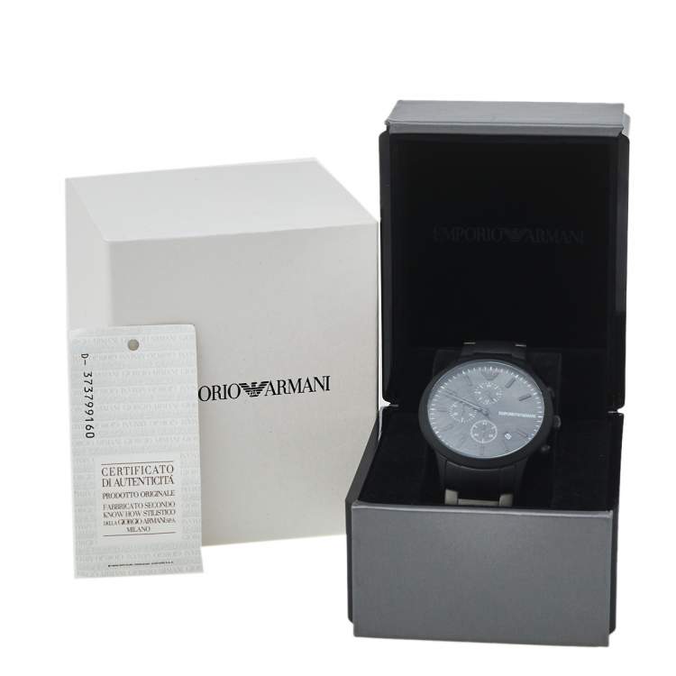 Pre Owned Emporio Armani Black PVD Stainless Steel Chronograph AR11275 Men's Wristwatch 43 mm