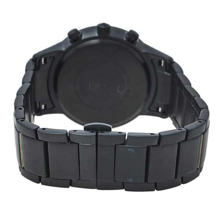 Pre Owned Emporio Armani Black PVD Stainless Steel Chronograph AR11275 Men's Wristwatch 43 mm