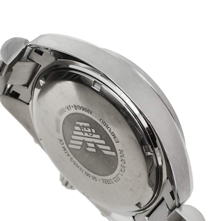 Pre Owned Emporio Armani Silver Stainless Steel Sportivo AR5958 Chronograph Men's Wristwatch 42 mm