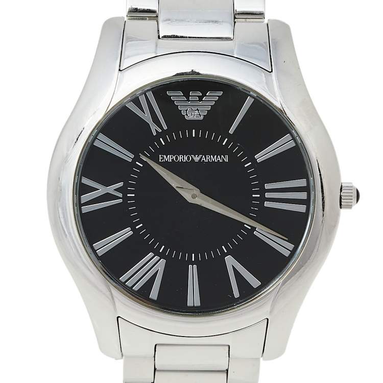 Pre Owned Emporio Armani Black Stainless Steel AR2022 Men's Wristwatch 43 mm