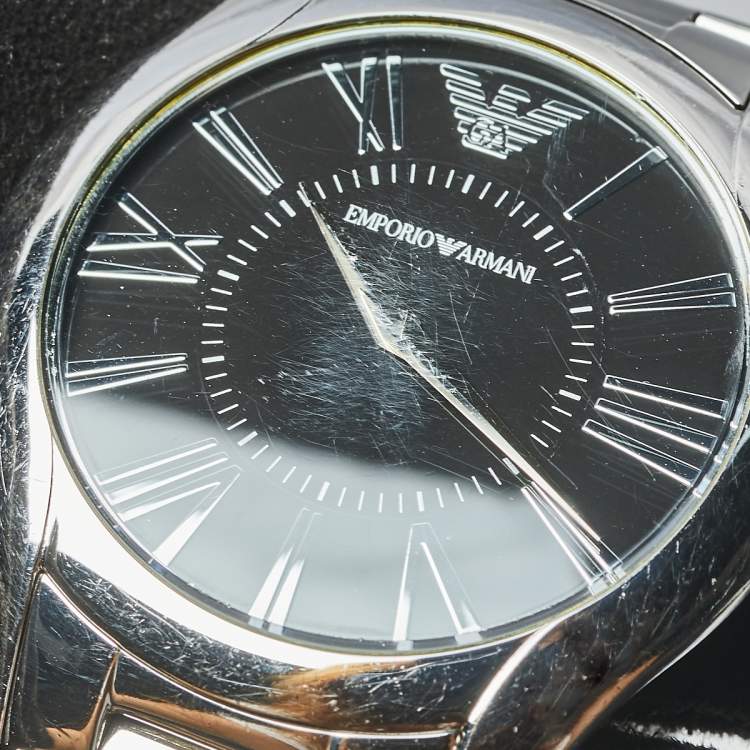 Pre Owned Emporio Armani Black Stainless Steel AR2022 Men's Wristwatch 43 mm