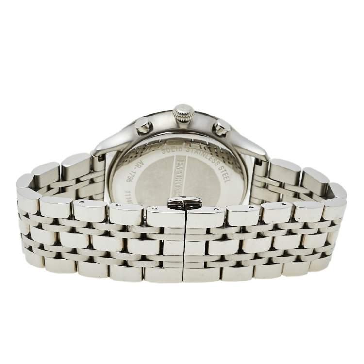 Pre Owned Emporio Armani Silver Stainless Steel Classic AR1796 Men's Wristwatch 43 mm