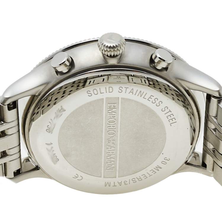 Pre Owned Emporio Armani Silver Stainless Steel Classic AR1796 Men's Wristwatch 43 mm