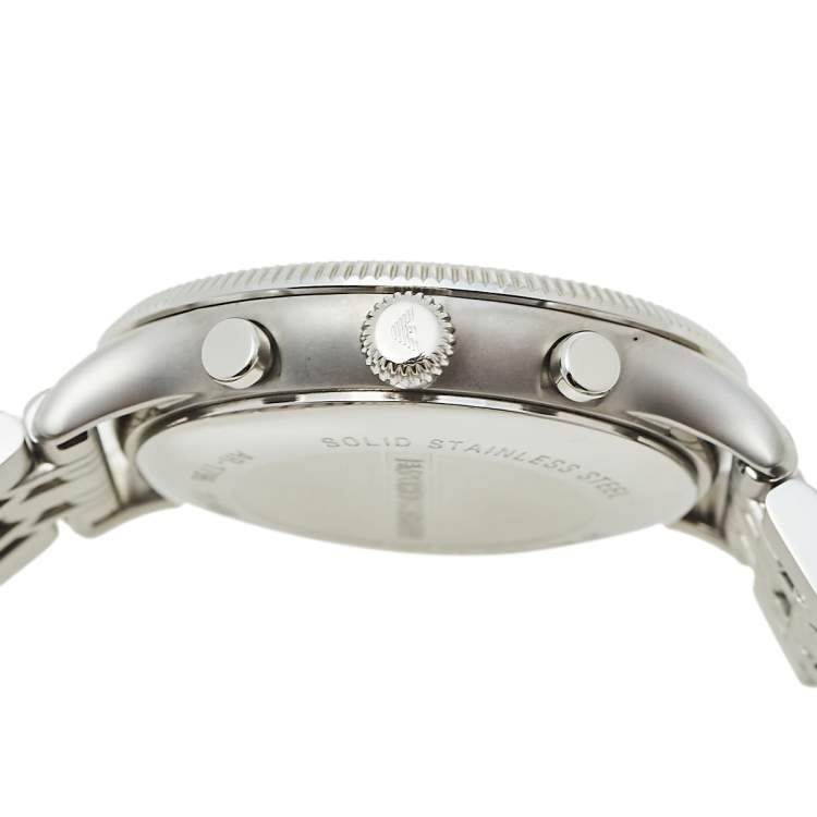 Pre Owned Emporio Armani Silver Stainless Steel Classic AR1796 Men's Wristwatch 43 mm