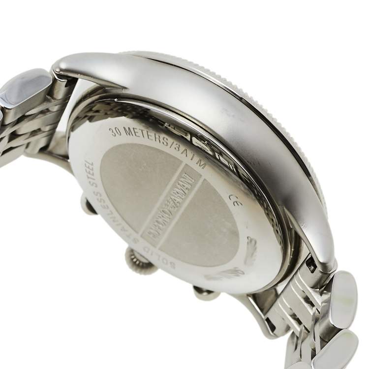 Pre Owned Emporio Armani Silver Stainless Steel Classic AR1796 Men's Wristwatch 43 mm