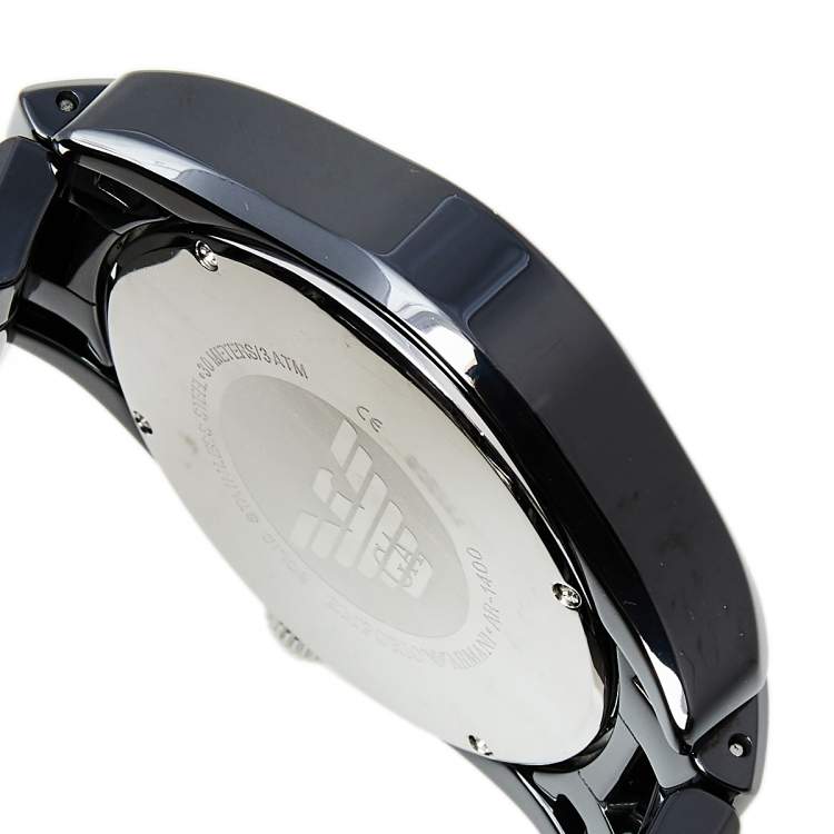 Pre Owned Emporio Armani Black Ceramic and Stainless Steel Ceramica AR1410 Men's Wristwatch 42 mm