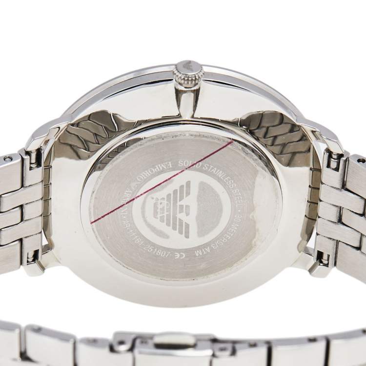 Pre Owned Emporio Armani Black Stainless Steel Modern Slim AR11161 Men's Wristwatch 42 mm