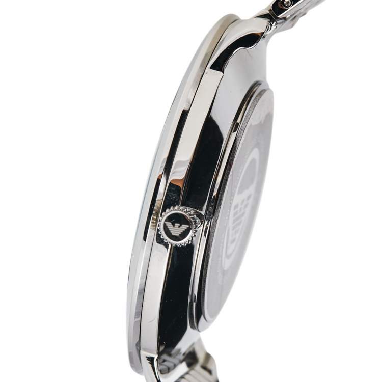 Pre Owned Emporio Armani Black Stainless Steel Modern Slim AR11161 Men's Wristwatch 42 mm